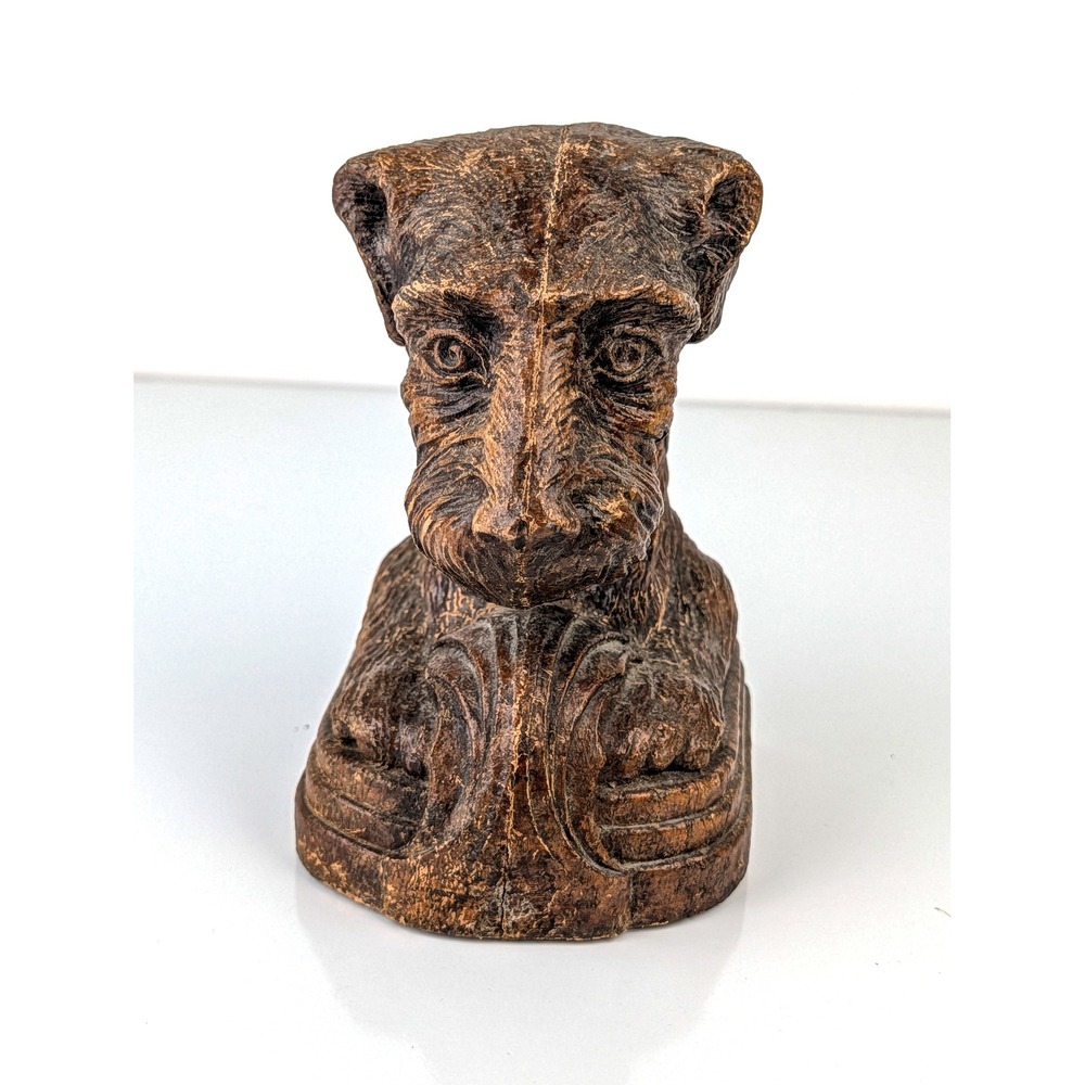 Vintage SyrocoWood Terrier Dog Bust Figurine Mid Century Syracuse NY Brown 6"